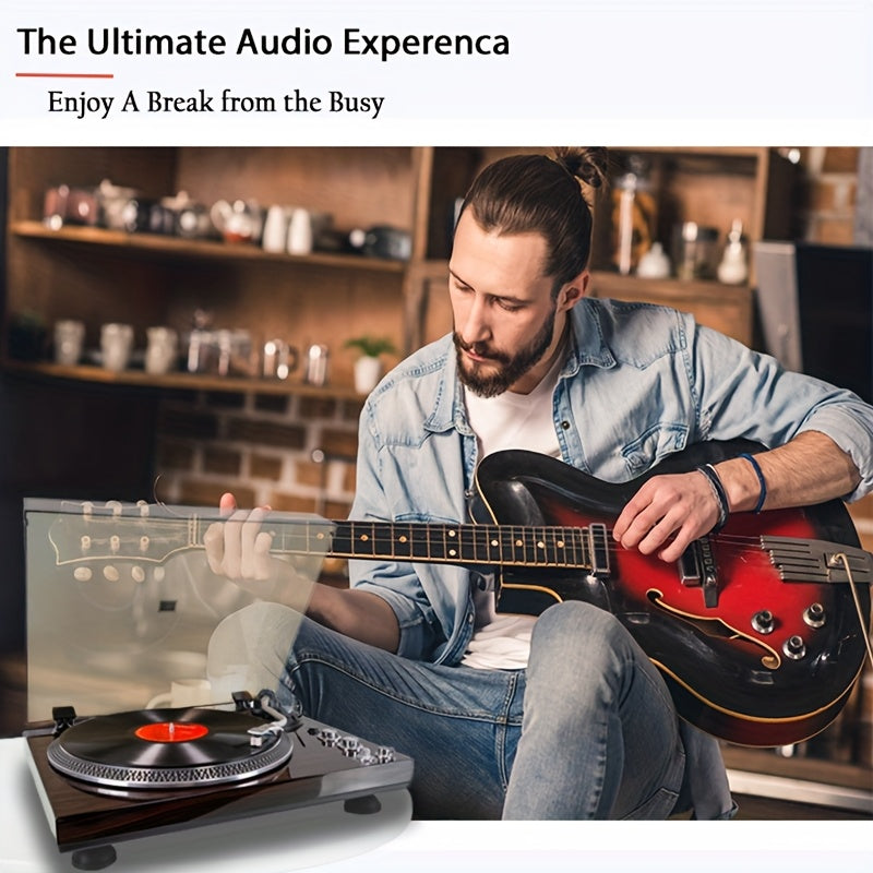 Vintage Belt-Driven Turntable - Wireless Audio, 33/45 RPM, Preamp, Aluminium Platter + AT3600L Needle -Recordshaven