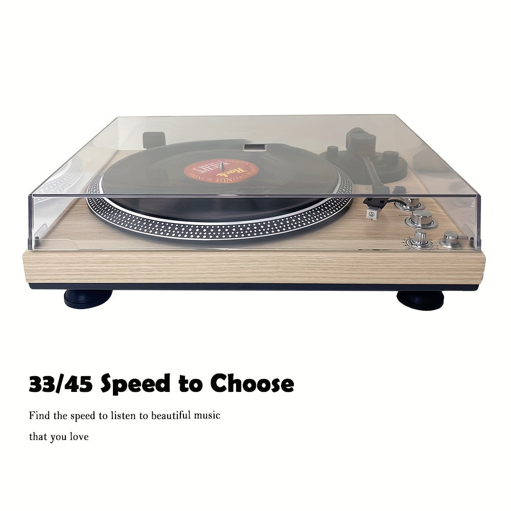 Pine Vinyl Record Player - Belt-Driven, Wireless Output, Preamp, 33/45 RPM with Aluminium Platter -Recordshaven