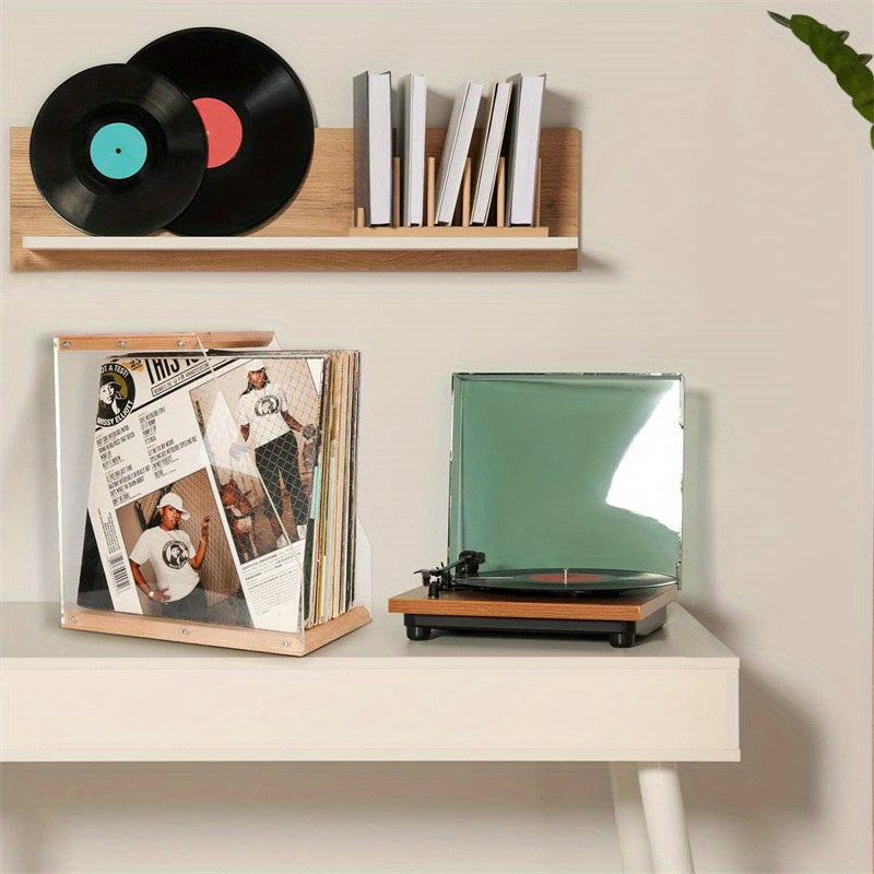 Transparent Acrylic & Wood Record Cassette Book Organizer -Recordshaven
