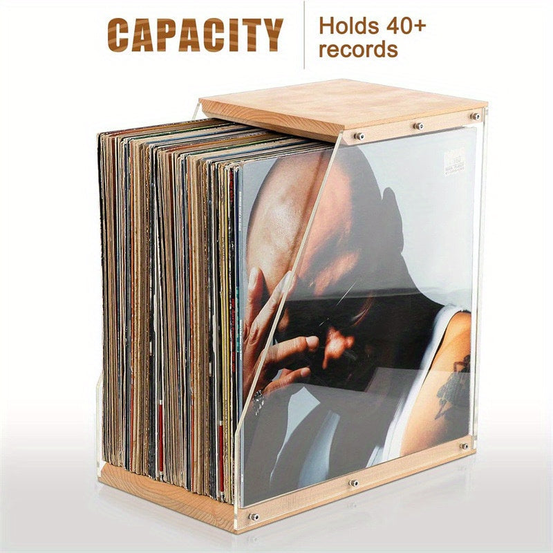 Transparent Acrylic & Wood Record Cassette Book Organizer -Recordshaven