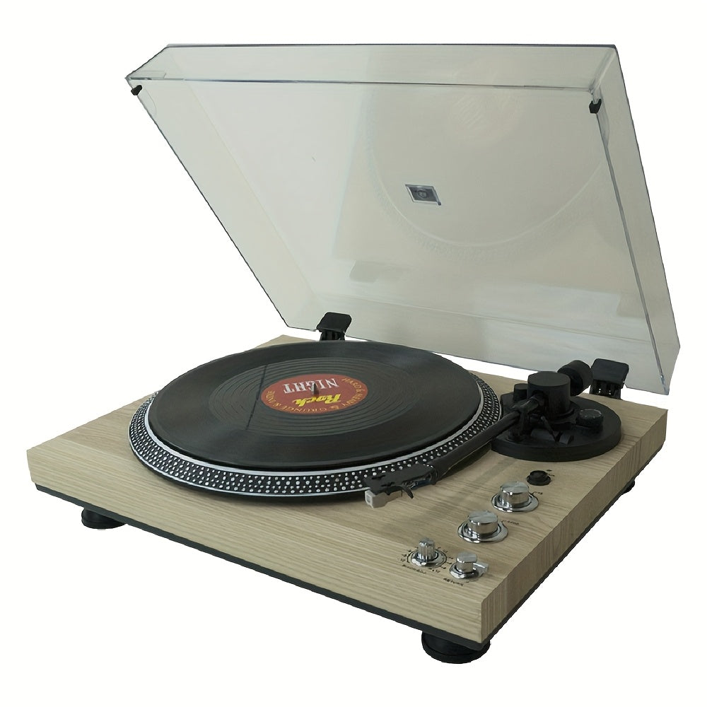 Pine Vinyl Record Player - Belt-Driven, Wireless Output, Preamp, 33/45 RPM with Aluminium Platter -Recordshaven