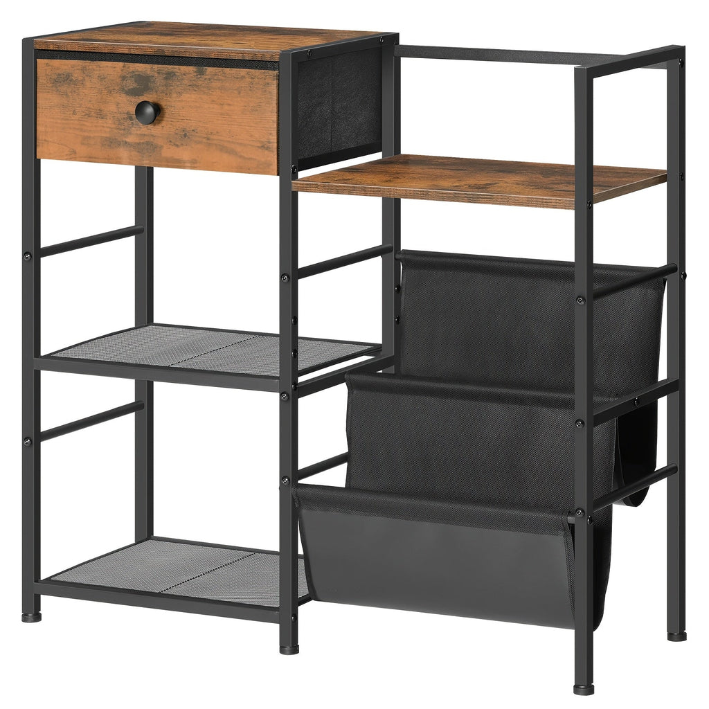 HOOBRO 3-Tier Metal Wood Vinyl Record Stand Side Table (75cm) -Recordshaven