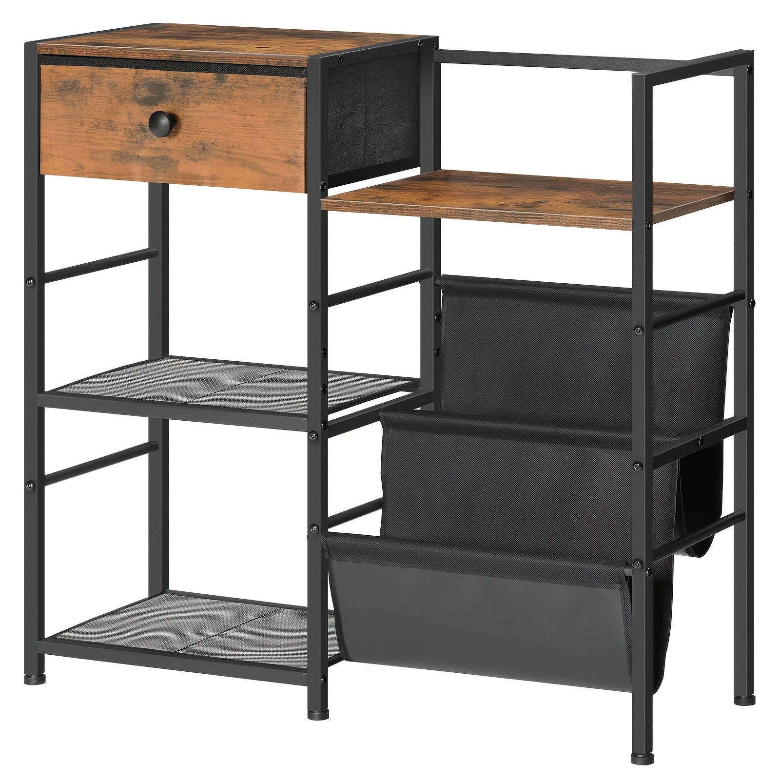 HOOBRO 3-Tier Metal Wood Vinyl Record Stand Side Table (75cm) -Recordshaven