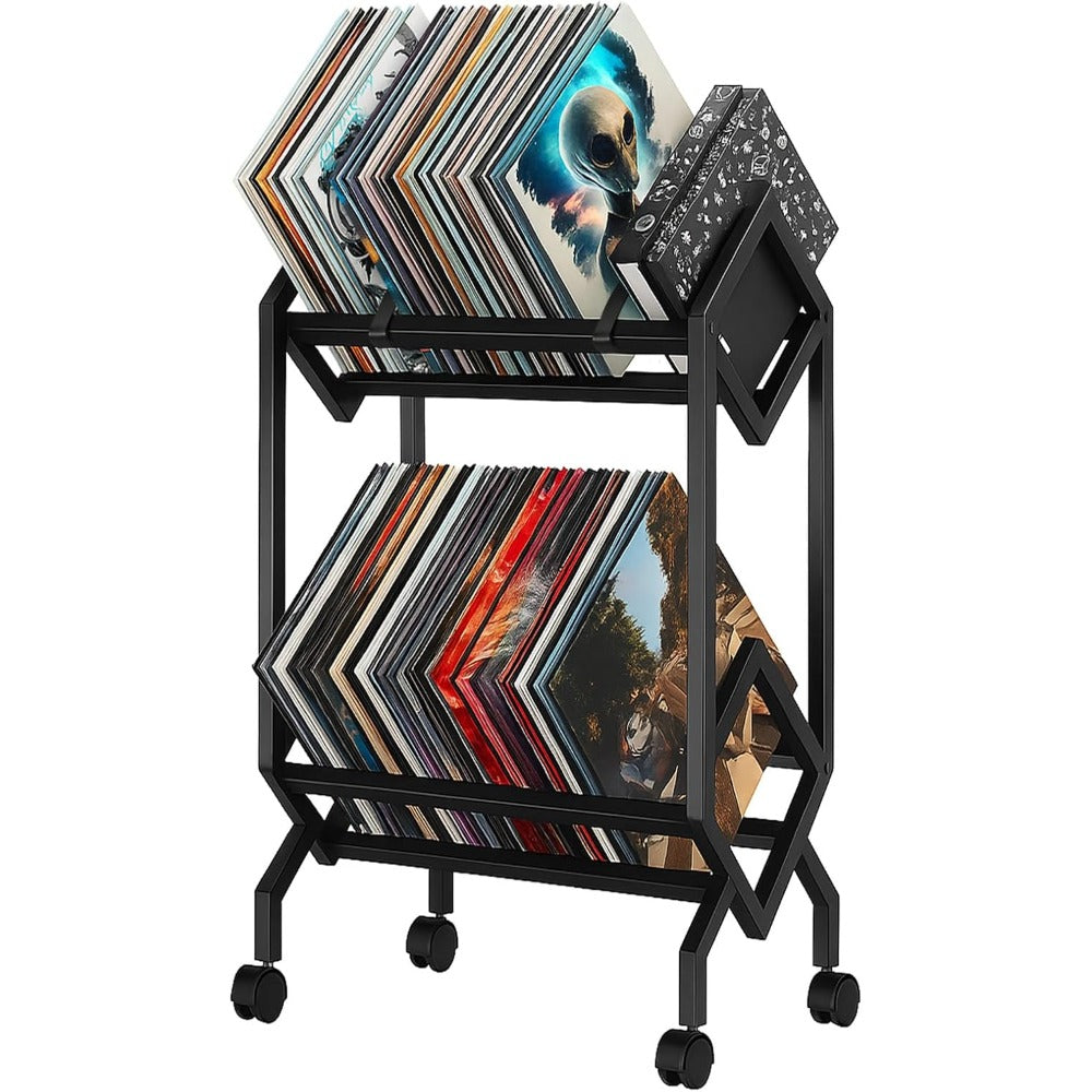 Mobile Multi-Tier Vinyl Record & CD Organizer (Quick Assembly) -Recordshaven