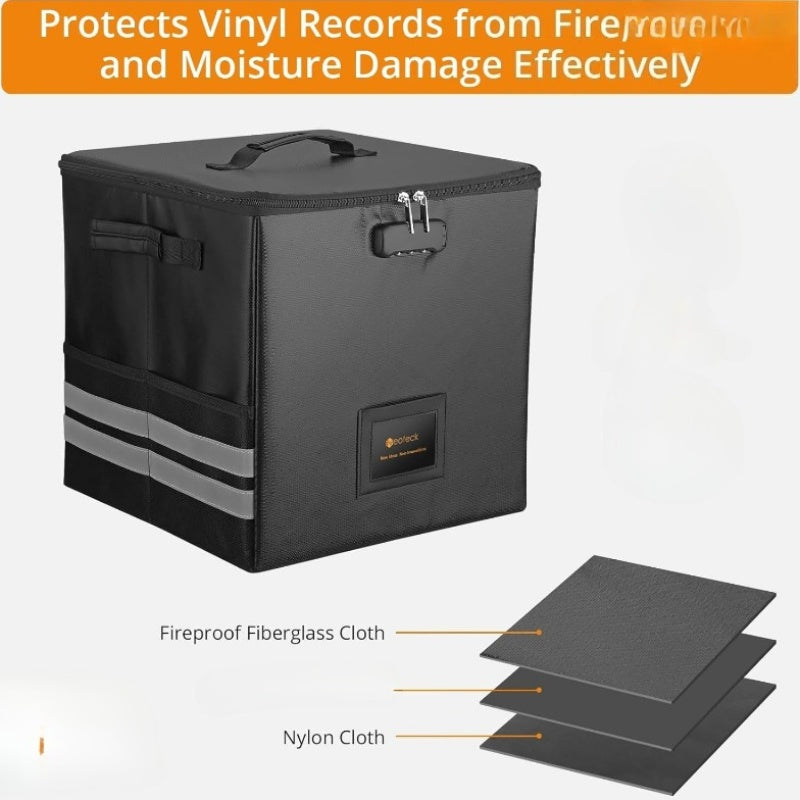 62pcs Foldable LP Organizer - Lockable Fire-Resistant Plastic Box with Reflective Strips -Recordshaven