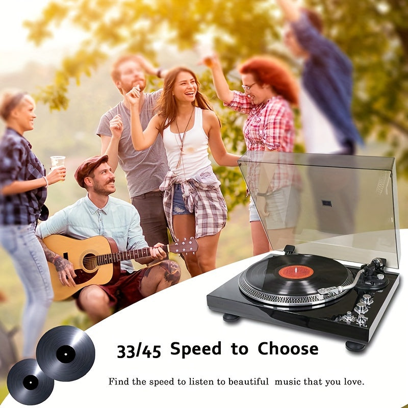 Vintage Gloss Black Vinyl Player - Belt-Driven, Hi-Fi Sound, Perfect Valentine Gift for Family Gatherings -Recordshaven