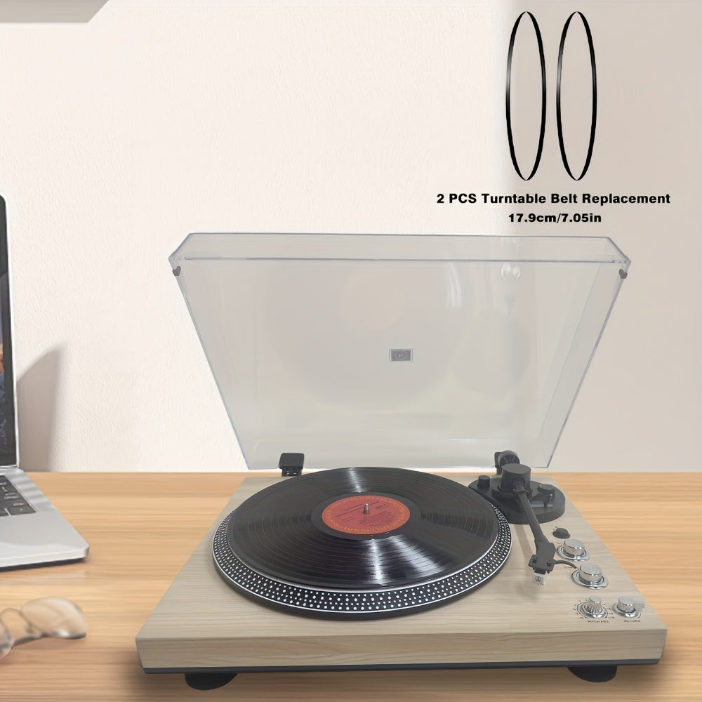 Pine Vintage Belt-Driven Turntable - 2-Speed, Wireless Audio, Preamp, RCA Line Out + 2 Turntable Belts -Recordshaven