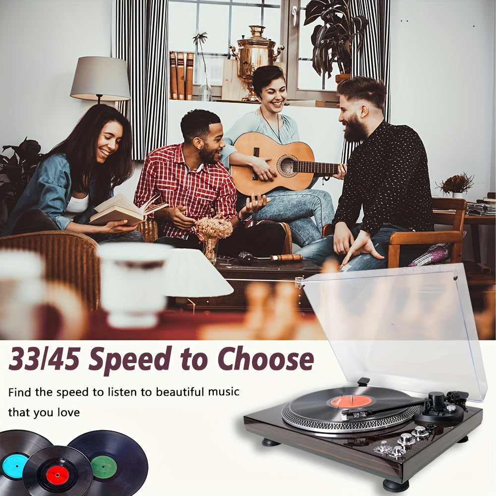 Wood Vinyl Record Player - Belt-Driven, Preamp Equipped, 33/45 RPM with Aluminium Platter -Recordshaven