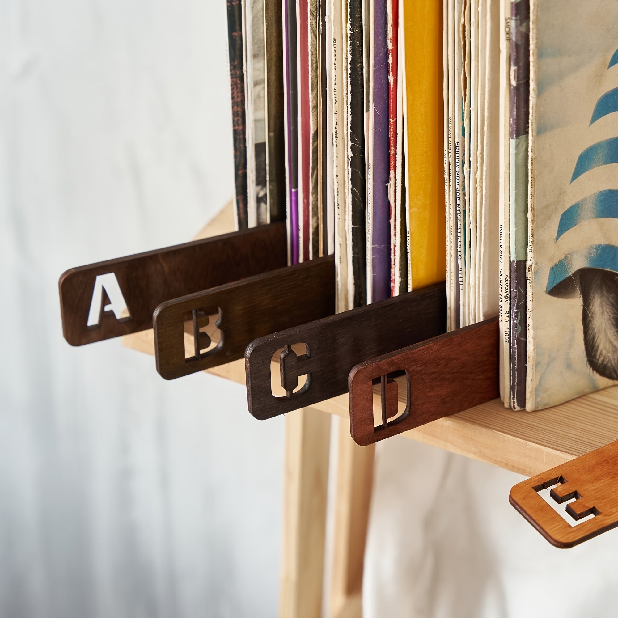 Handcrafted Wooden Vinyl Record Dividers with Letters -Recordshaven