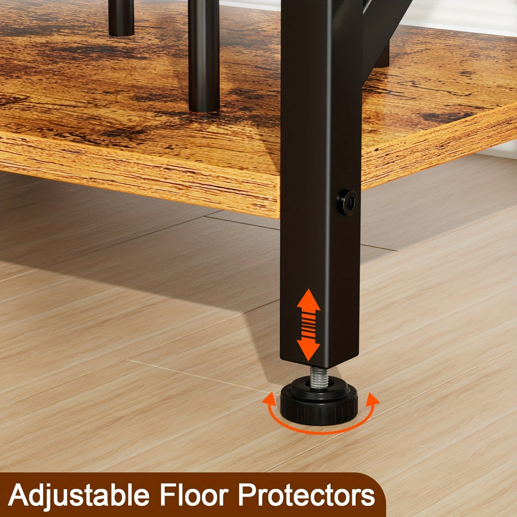 AMHANCIBLE Vintage Brown Wooden Record Stand with Socket (200-Album 3-Tier) -Recordshaven