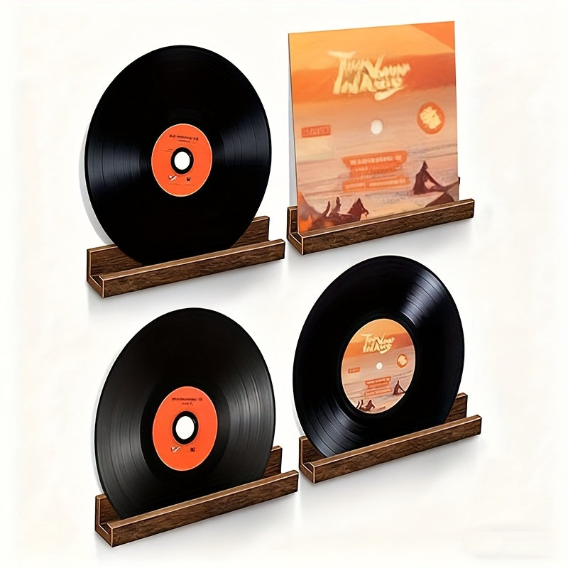 12-Inch Wall-Mounted Floating LP Shelf - Rustic Brown Wooden Display Rack -Recordshaven