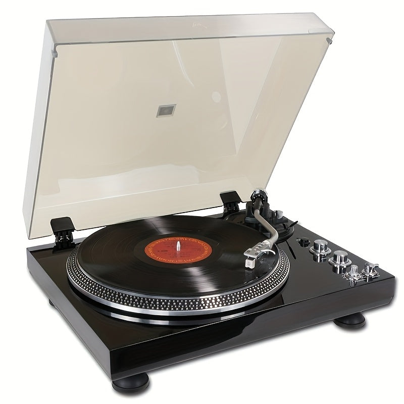 Vintage Gloss Black Vinyl Player - Belt-Driven, Hi-Fi Sound, Perfect Valentine Gift for Family Gatherings -Recordshaven