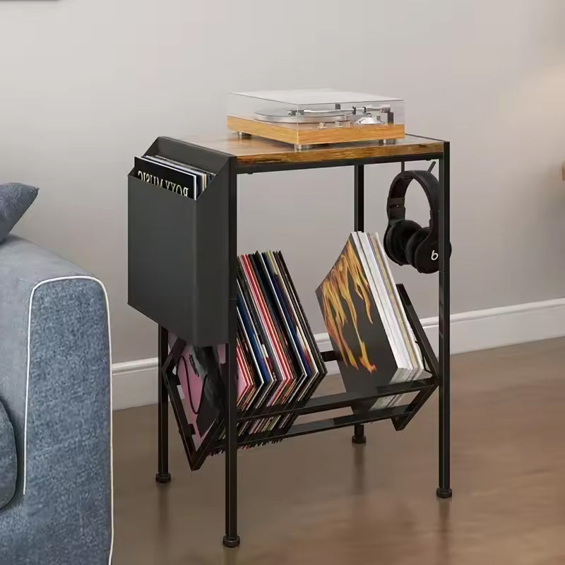 UK Mobile Vinyl Record Player Stand - 80-Album Storage Shelf -Recordshaven