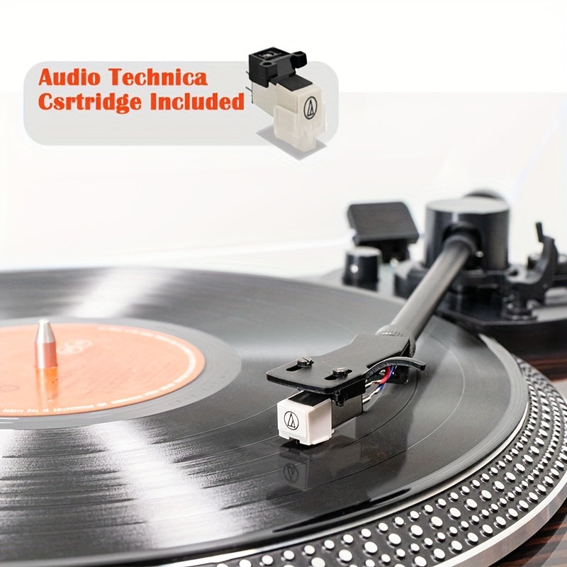 Black Vintage Belt-Driven Turntable - 33/45 RPM, Wireless Output, Preamp & Aluminum Platter -Recordshaven