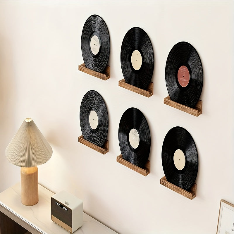 12-Inch Wall-Mounted Floating LP Shelf - Rustic Brown Wooden Display Rack -Recordshaven