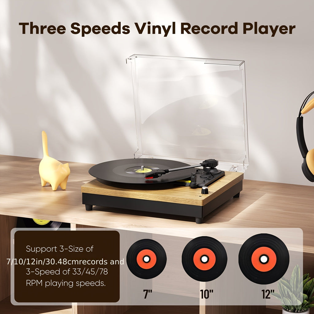 Maio E200Y Retro Gramophone - Belt-Driven Vinyl Player, Multi-Ports, Ideal for Parties & Gifts (Vinyl Records Not Included) -Recordshaven