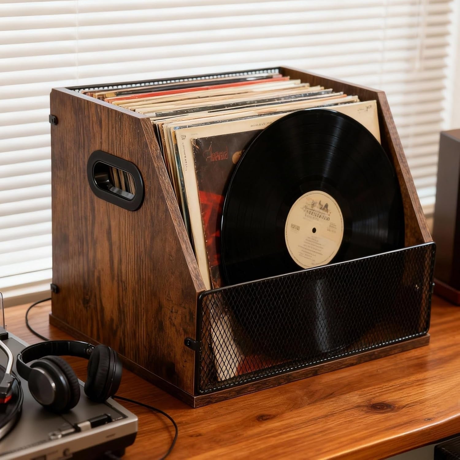 Wooden Vintage Vinyl Record & Magazine Storage Box -Recordshaven