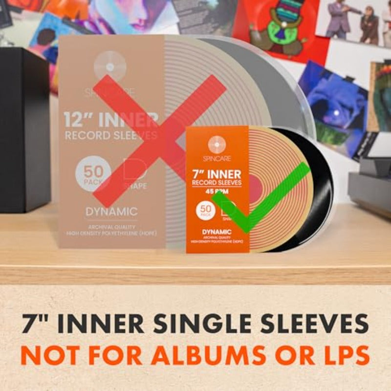Archival-Grade HDPE Vinyl Inner Sleeves - Anti-Static Rounded Edge for 17.78cm 45 RPM Singles -Recordshaven