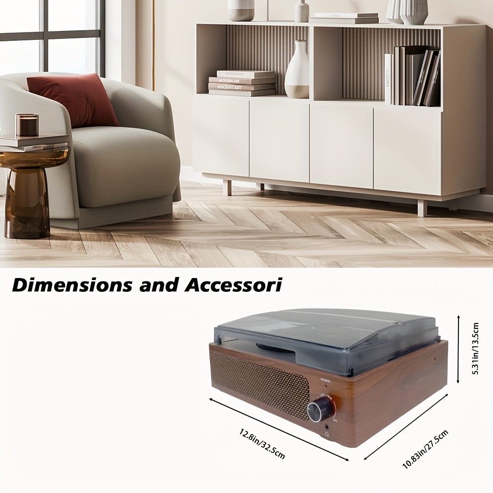 Walnut Vintage Wireless Turntable - 3-Speed, Stereo Speakers, RCA/Earphone Out + 2 Cartridges & 2 Belts -Recordshaven
