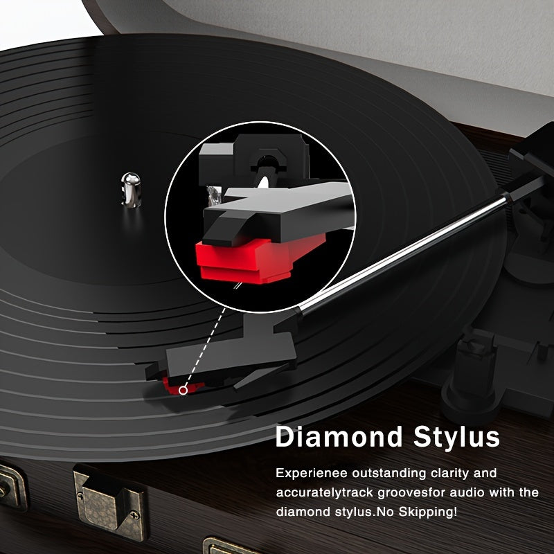 Maio A3 UK Vintage Belt-Driven Gramophone - 3-Speed Hi-Fi Turntable with Built-in/External Speakers -Recordshaven