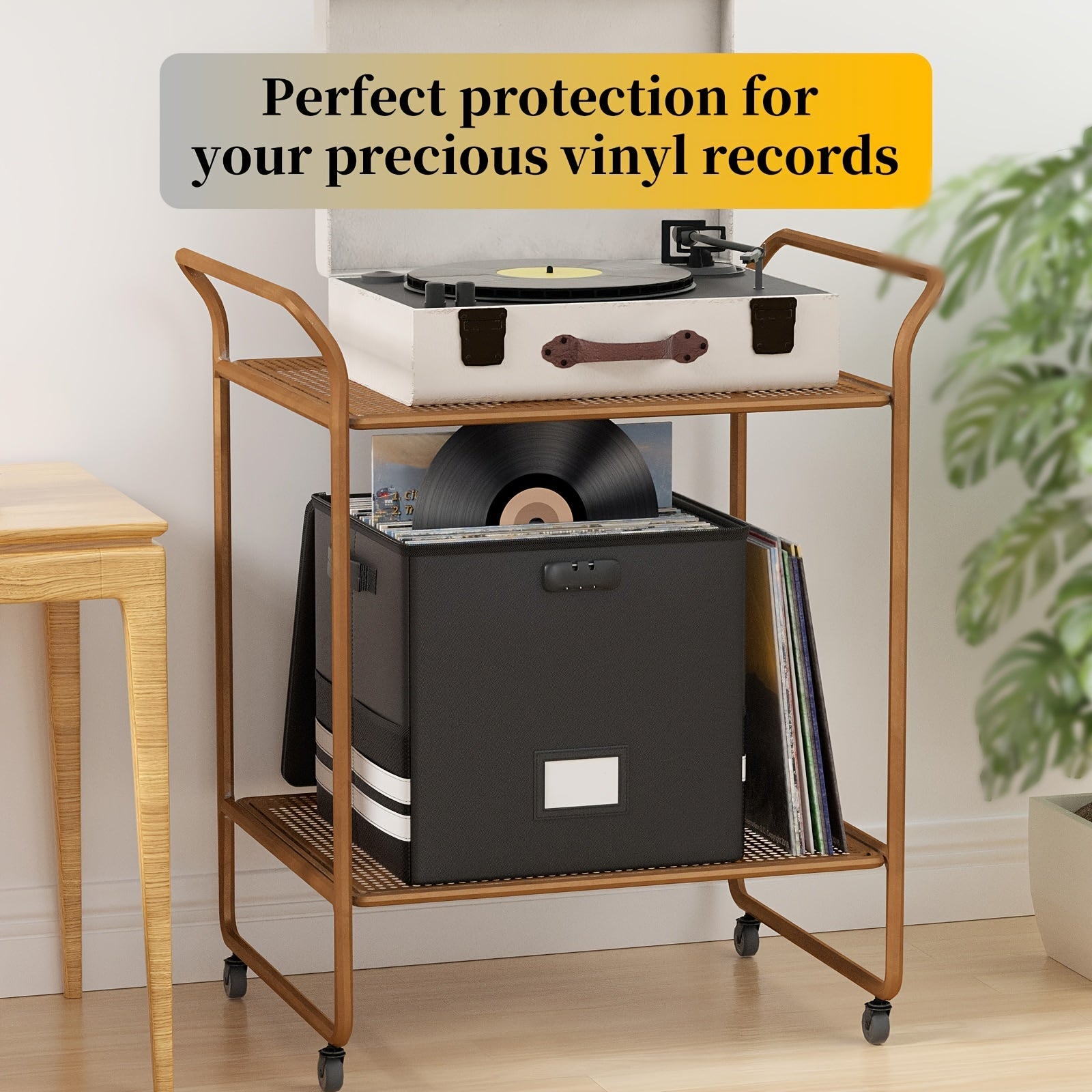 Collapsible Lockable Record Crate with Lid & Handles (100+ 12" LPs) -Recordshaven