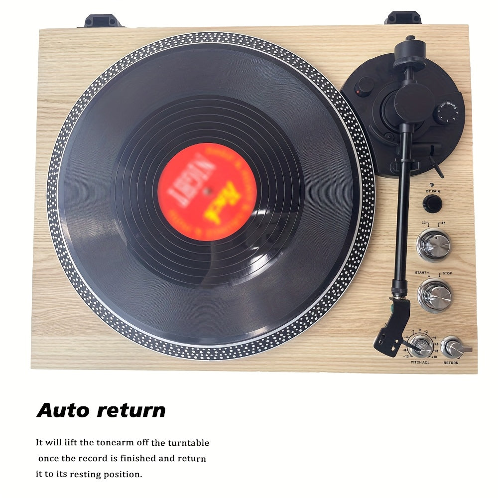 Pine Vintage Belt-Driven Turntable - 2-Speed, Wireless Audio, Preamp, RCA Line Out + 2 Turntable Belts -Recordshaven
