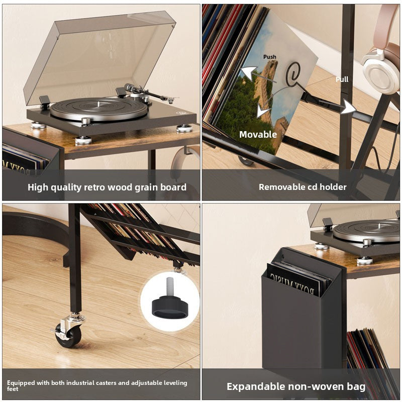 UK Mobile Vinyl Record Player Stand - 80-Album Storage Shelf -Recordshaven