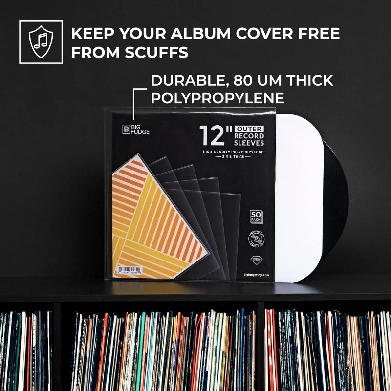 50-Pack 12-Inch Transparent Plastic Vinyl Record Protective Bags (Durable & Reusable) -Recordshaven