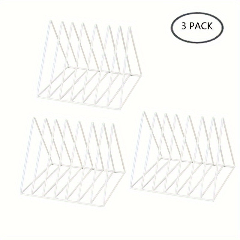 7-Slot Triangle Desktop Organizer - 3pcs Metal Record Book Rack -Recordshaven