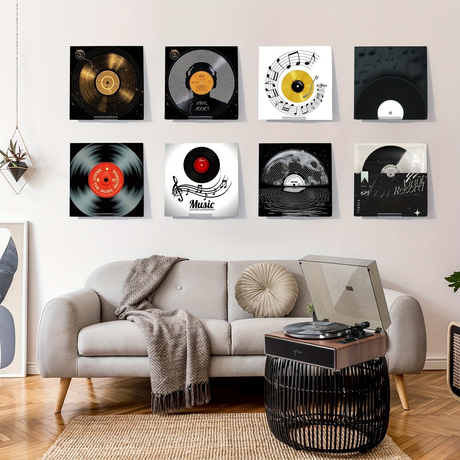 5-Pack No-Drill Self-Adhesive Acrylic Vinyl Record Wall Mount (Floating Shelf) -Recordshaven