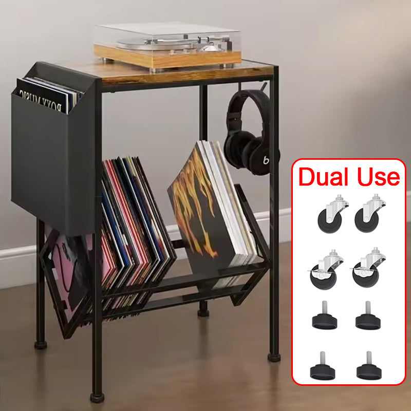 UK Mobile Vinyl Record Player Stand - 80-Album Storage Shelf -Recordshaven