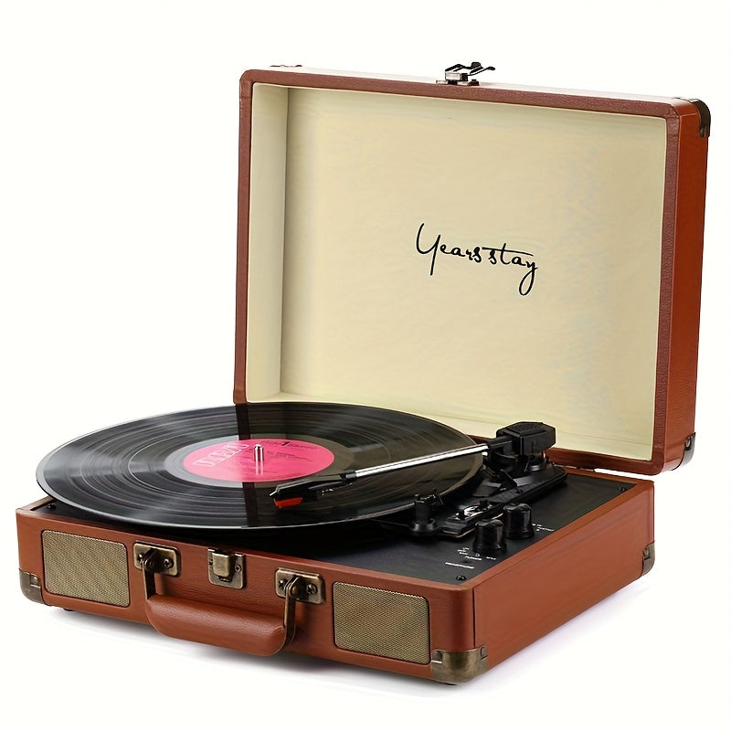 Compact Vintage Wireless Turntable - Plays Vinyl/Cellophane Records, Headphone/AUX Support (Birthday Gift) -Recordshaven