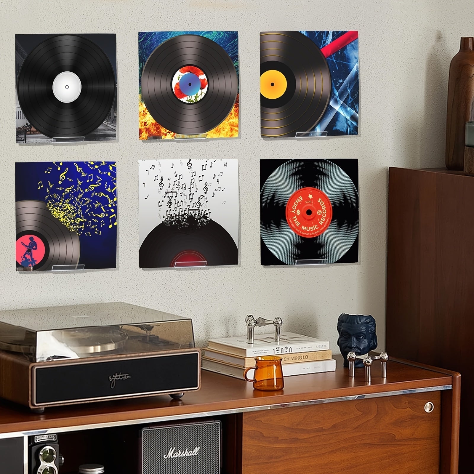 5-Pack No-Drill Self-Adhesive Acrylic Vinyl Record Wall Mount (Floating Shelf) -Recordshaven