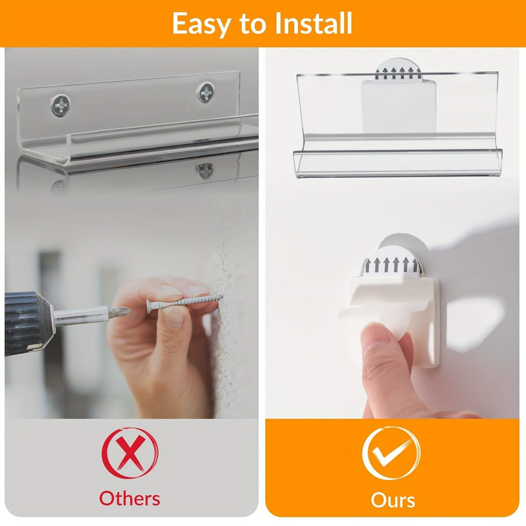 5-Pack No-Drill Self-Adhesive Acrylic Vinyl Record Wall Mount (Floating Shelf) -Recordshaven