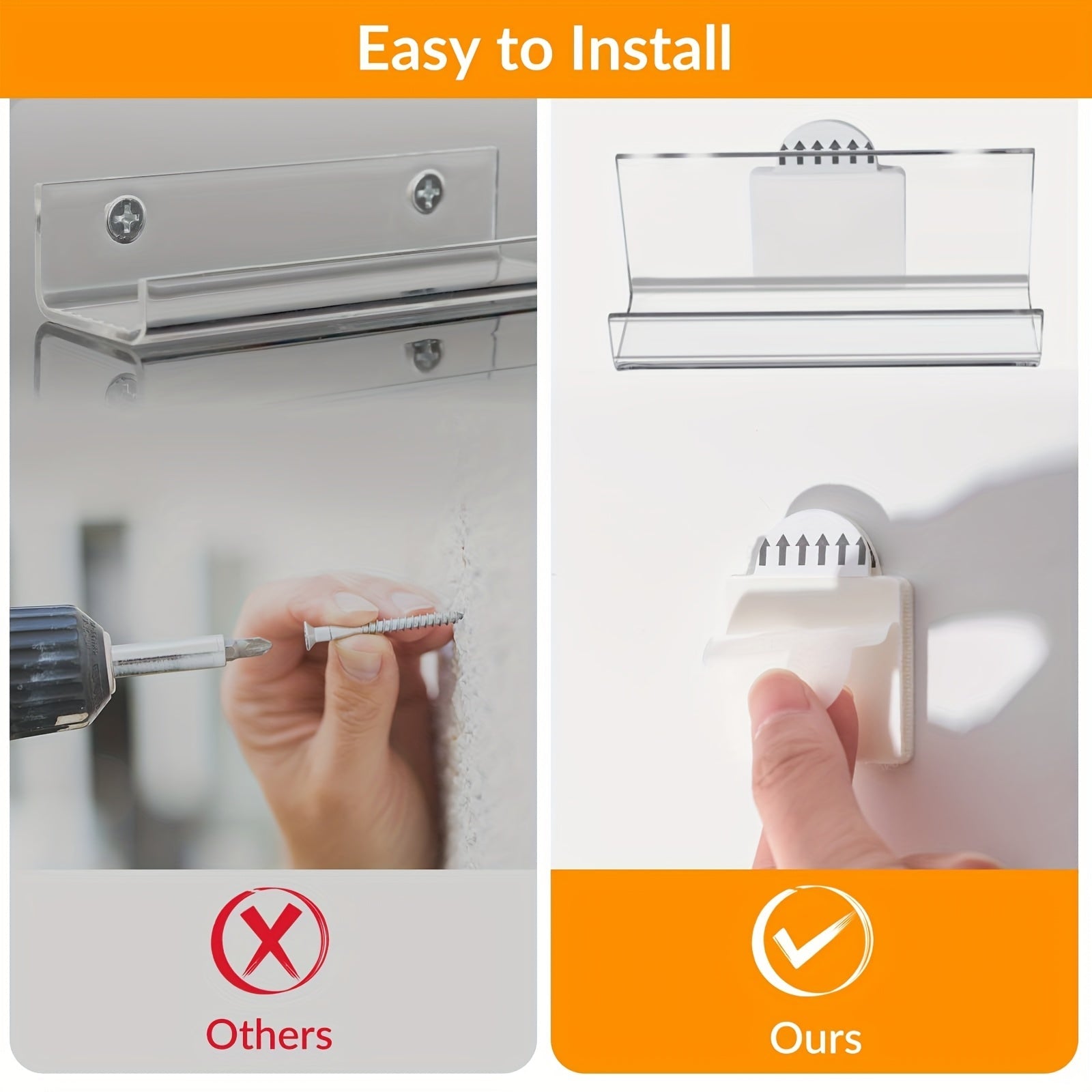 5-Pack No-Drill Self-Adhesive Acrylic Vinyl Record Wall Mount (Floating Shelf) -Recordshaven