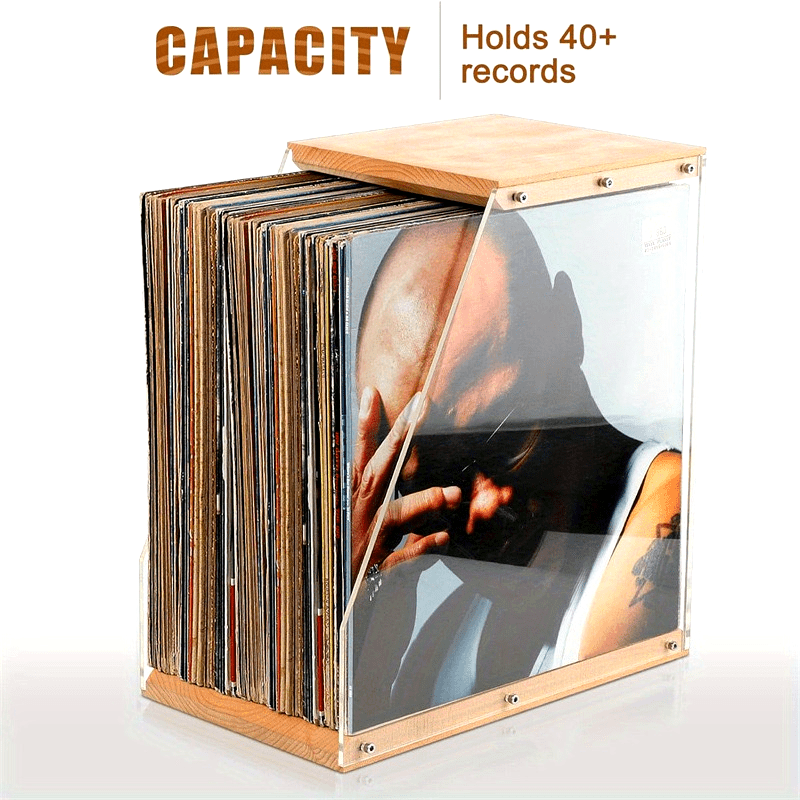 Transparent Acrylic & Wood Record Cassette Book Organizer -Recordshaven