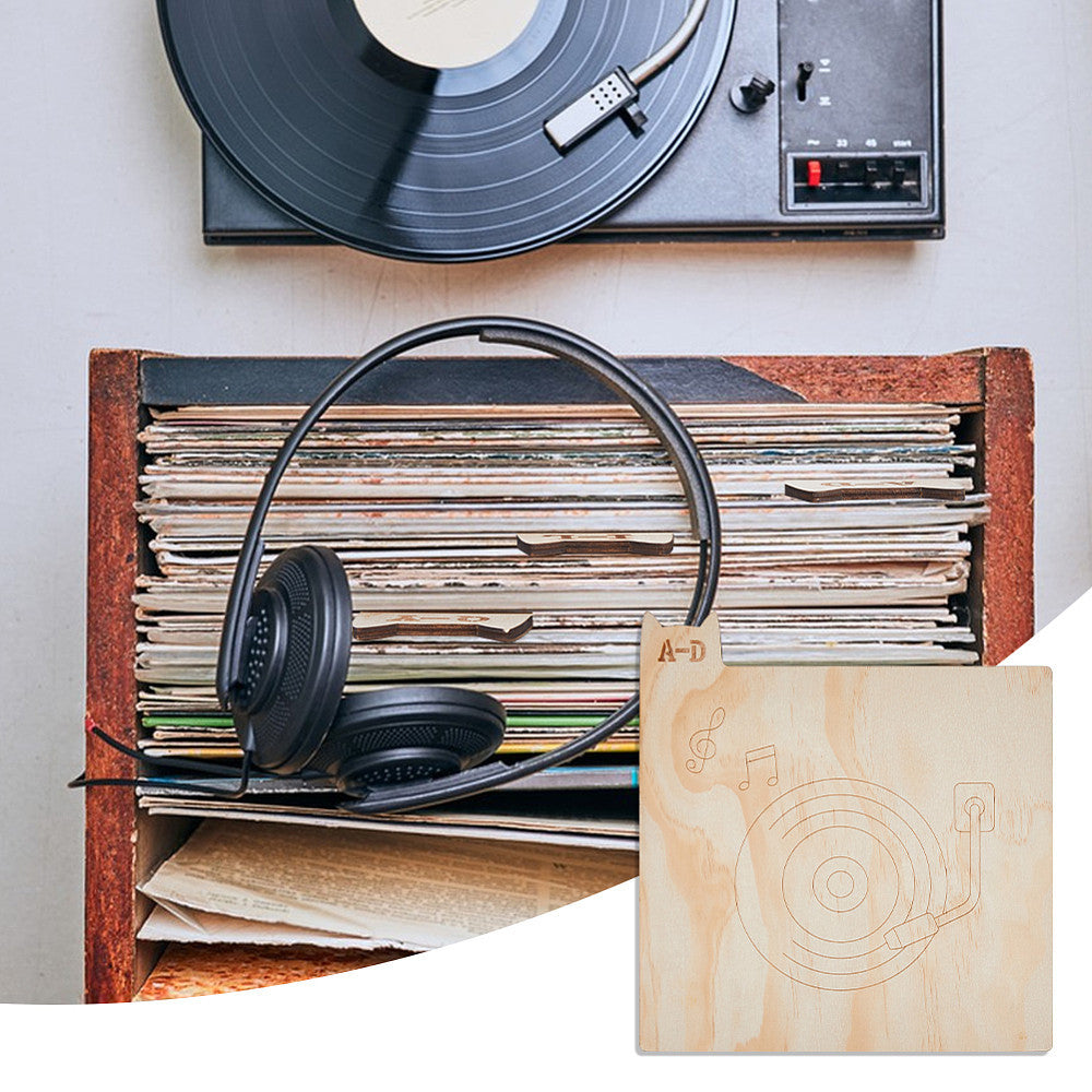 6-Pack Wooden Letter Dividers - Vinyl Record/CD/DVD Organizer for Bookshelves (Thanksgiving Gift) -Recordshaven