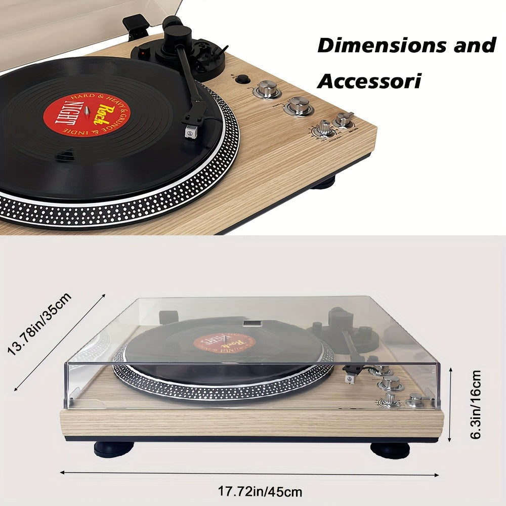 Pine Vinyl Record Player - Belt-Driven, Wireless Output, Preamp, 33/45 RPM with Aluminium Platter -Recordshaven