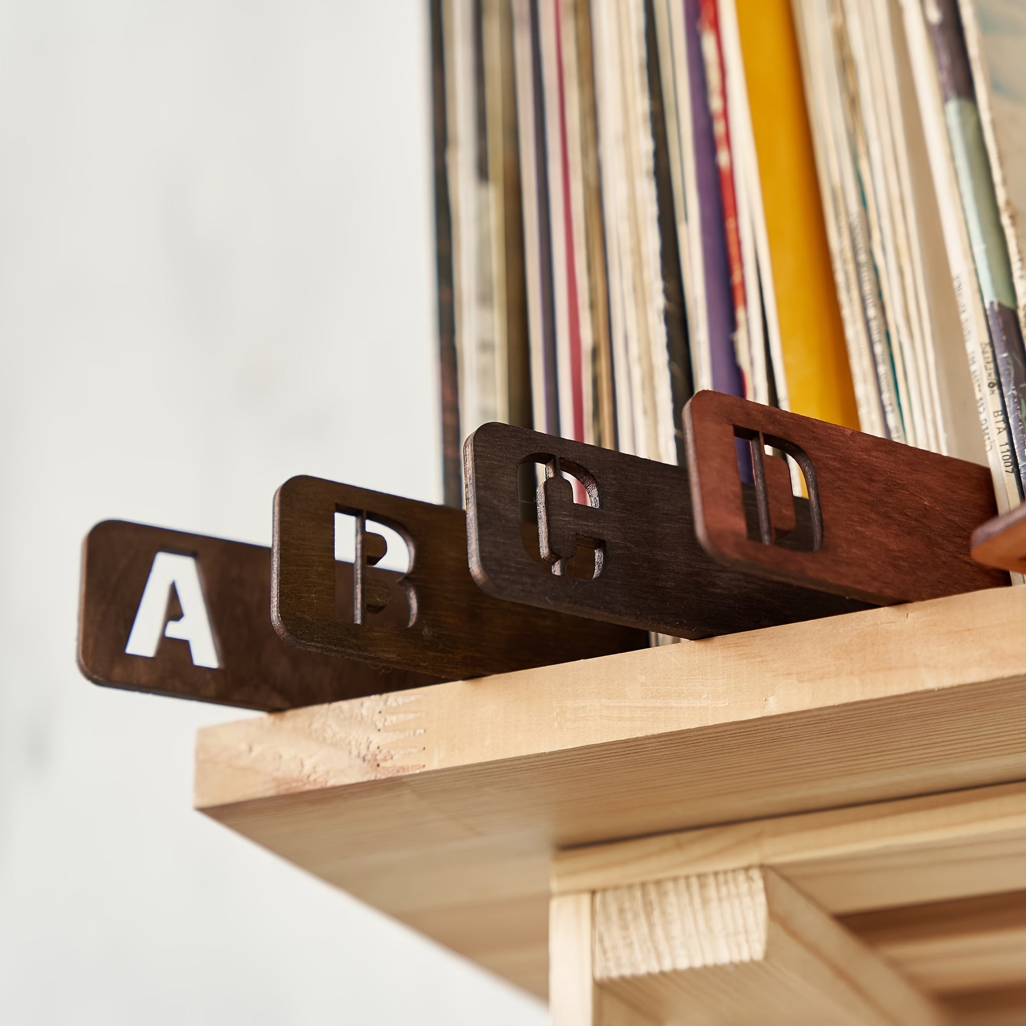 Handcrafted Wooden Vinyl Record Dividers with Letters -Recordshaven