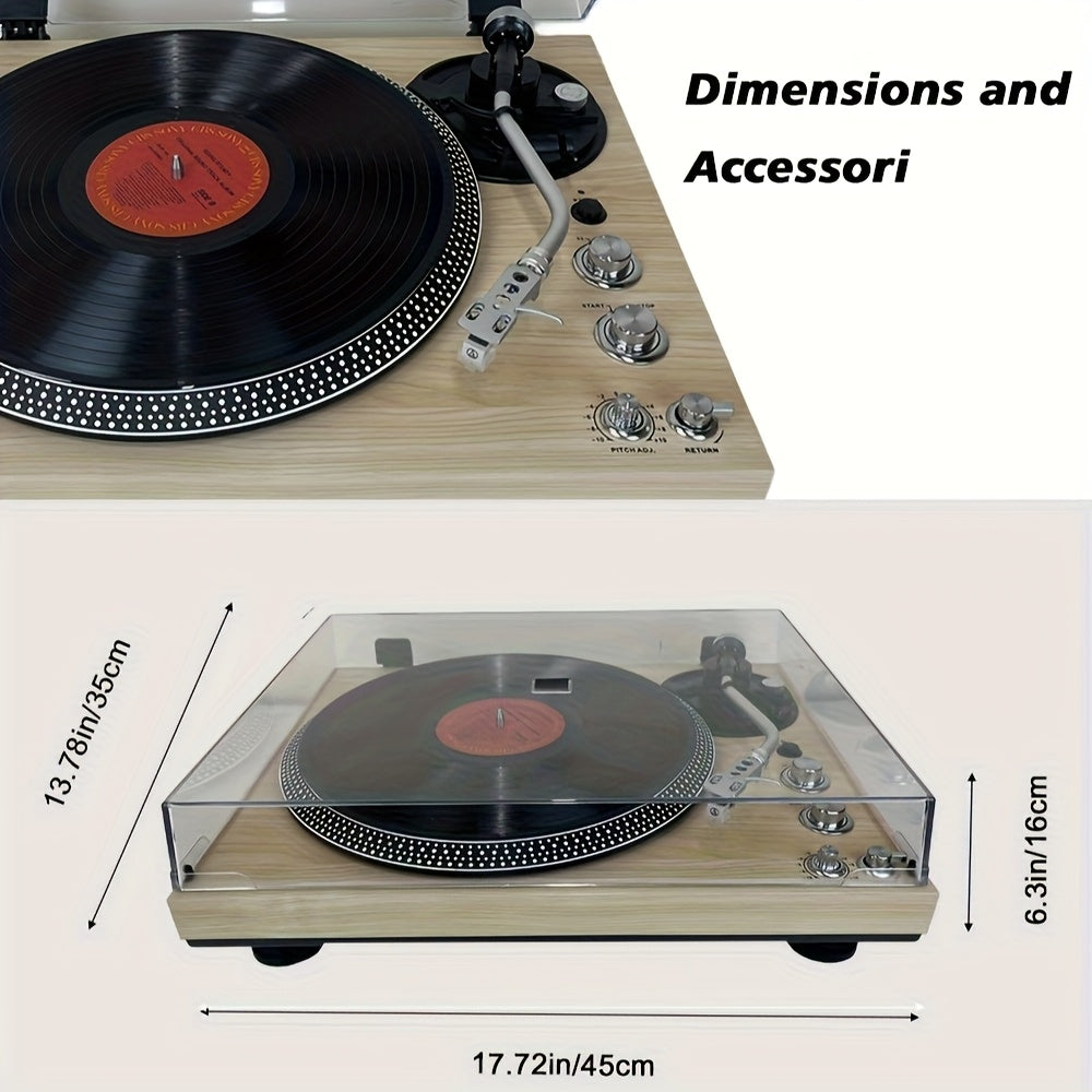 Pine Wood Belt-Driven Turntable - 33/45 RPM, Preamp, Aluminum Platter & RCA Line Out (Valentine Gift) -Recordshaven