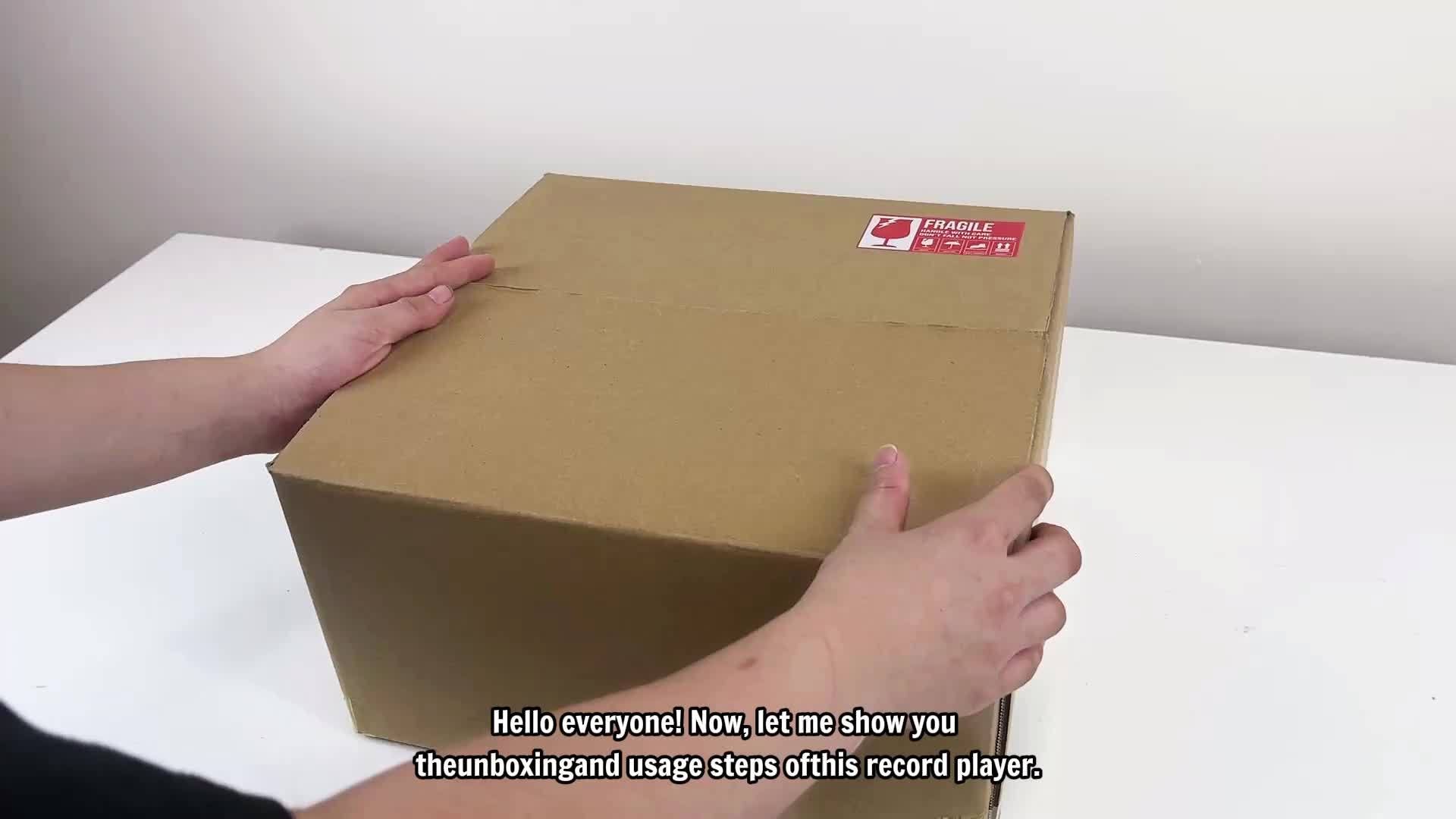 3-Speed Belt-Driven Vinyl Record Player - Regenerated Wood Cabinet, FM Radio & Multiple Audio Ports -Recordshaven